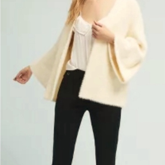 Sleeping on Snow Anthropology cardigan open front Kimono cozy soft Ivory W OS - Picture 2 of 9